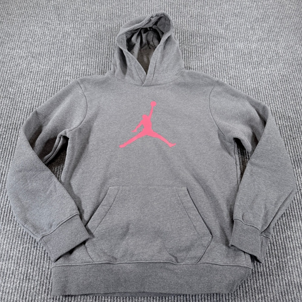 Jordan Jumpman Pullover Hoodie Sweatshirt Kids XL 13-15 Yrs Gray Pink 6326-GEH